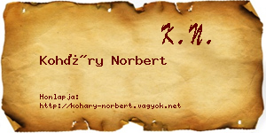 Koháry Norbert névjegykártya