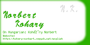 norbert kohary business card